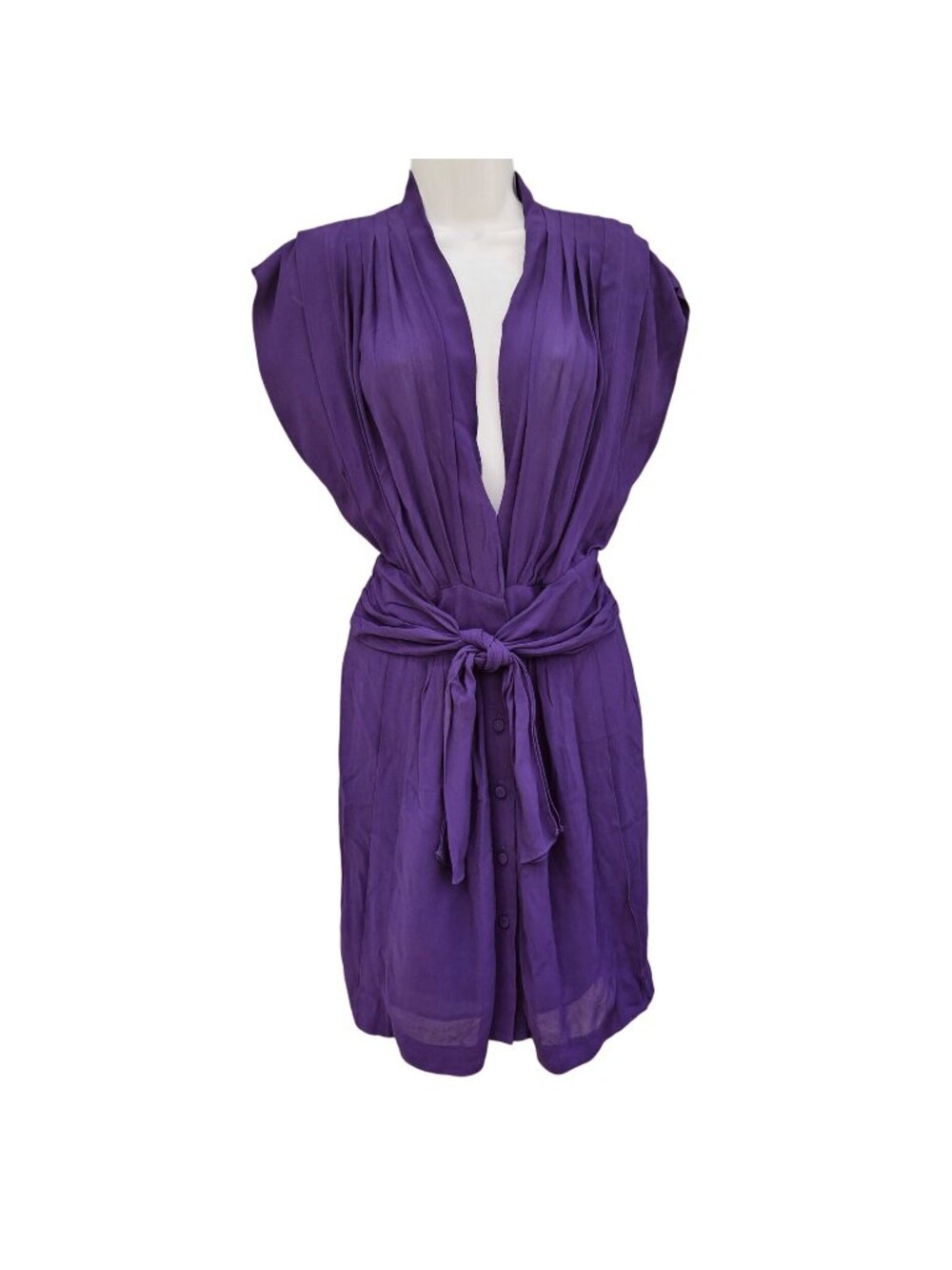 BCBG MAX AZRIA Runway Pleated Purple Toga Mini Dress Sz 4